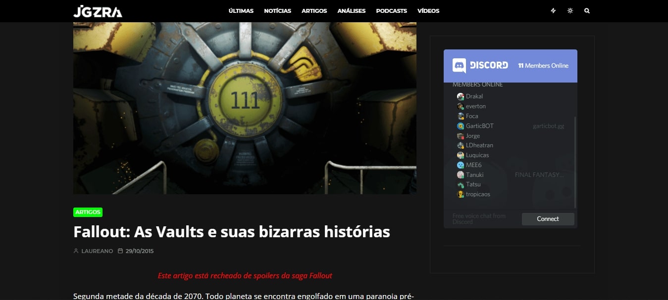 imagem da capa do artigo "Fallout: As Vaults e suas bizarras histórias" no jogazera.com.br
