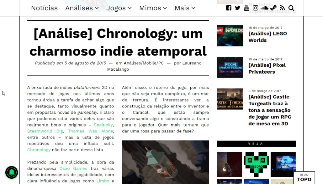 imagem do meu texto sobre Chronology